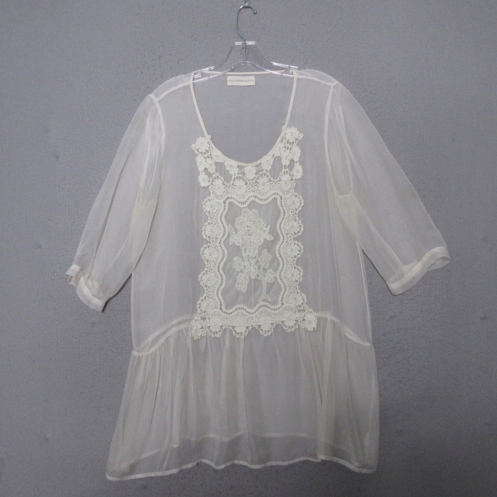 Johnny Was 4 Love And Liberty Top Tunic Sheer Silk Boho Dainty Ethereal Fairy